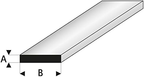 Maquett (Raboesch) Styrene Sections Flat Strip, 1.5mm thick. 5 pieces, 330mm long. Choice of sizes, Delivery charge is for any quantity. (8mm x 1.50mm)