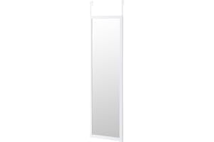LOLAhome - Espejo Blanco Largo Rectangular para Colgar en Puerta o Pared de Cuerpo Entero de 125x35 cm, Incluye 2 Ganchos fáciles de Quitar para Colgar en Puertas