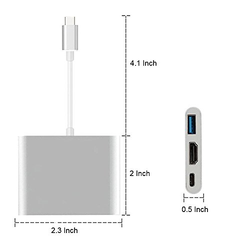 USB-C Hub with Power Delivery, GOXMGO Aluminum USB Type C Adapter Pass Through Charging Type C Hub with 40Gbs Thunderbolt 3, SD/TF Card Reader and 2 USB 3.0 for New 13