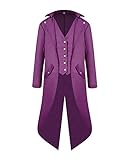 Lavare a mano PengGengA Chaqueta Steampunk Gotico Chaqueta De Manga Larga Ropa Larga De La Vendimia Viste Traje De Cosplay para Hombres Morado L