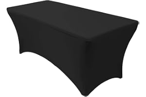 AMERTEER Spandex Tablecloths - 6FT, Rectangular (Black)