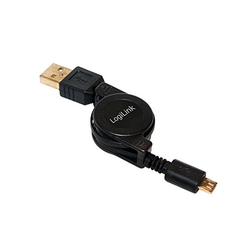 LogiLink CU0090 0,75 m erweiterbar USB A Stecker an Micro-B Stecker Kabel – Schwarz