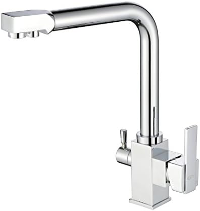 3Way Dual Lever Tri Flow Chrome Faucet Water Filter Kitchen Sink Basin Mixer Tap