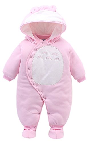 La Vogue Unisex Infant Winter Warm Cartoon Hooded One Piece Romper Pink Size 100cm