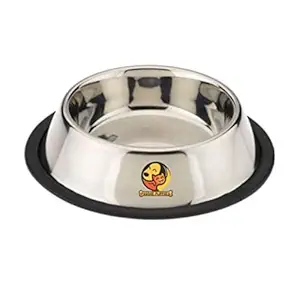 Foodie Puppies Pet Bowl for Large Dogs and Cats. Wipe Clean, Stainless Steel with Non-Skid Bottom (Large, 1800ml)