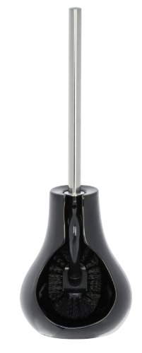 WENKO 21005100 WC-Garnitur Drop Black – innovative Bürstenform, Keramik, 14 x 40 x 13.5 cm, Schwarz - 2