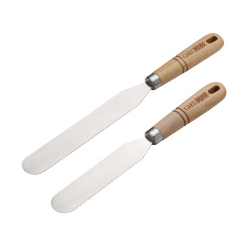 Cake BossWooden Tools and Gadgets 2-Piece Stainless Steel Icing Spatula Set