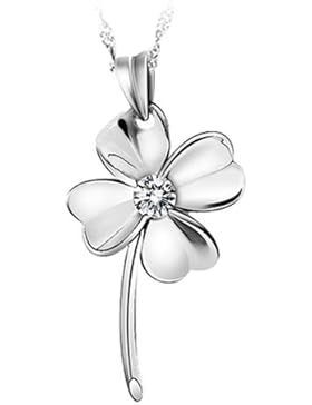 Chaomingzhen rhodiniert 925 Sterling Silber Zirkonia kleeblatt Anhänger Halskette Damen Kette