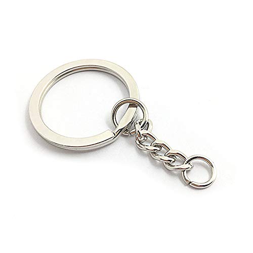 LAKIND 100PCS Portachiavi Key chain portachiavi Lotto 25 mm cerchio piatto Diametro interno argento tono Portachiavi chiave spaccati anelli per fai da te lucidatura dei metalli (100pcs)