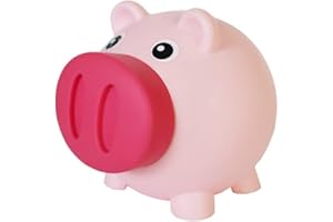 LEMAYMAY Pink Cute Piggy Bank,Plastic Money Savings Box Money Bank,Pig Money Box Cash Collection Coin Bank for Adults Kids Child(10.5cmx9.5cm)