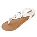 Produktbild SHE.White Sandalen Damen Sommer Flache Sandaletten mit Blume Bohemian Stil Flip-Flop Toe Separator Gummiband Outdoorschuhe Sommerschuhe 35-43