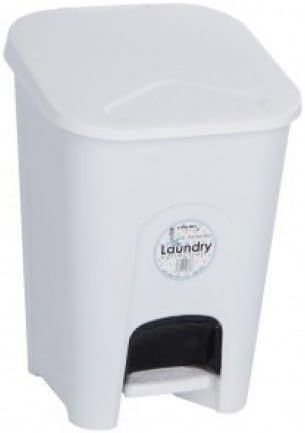 PLASTIC ICE WHITE 16L LITRE LAUNDRY COLLECTION PEDAL BIN NAPPY BUCKET STORAGE UNIT HAMPER WITH REMOVEABLE INNER BLACK BASKET