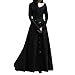 Produktbild VEMOW Herbst Frühling Elegante Damen Karneval Plus Size Solide Vintage Renaissance Langarm Verband Langes Partykleid(Schwarz, EU-34/CN-M)