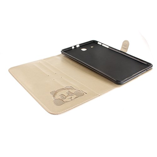 Etsue Kunstleder Schutzhülle für Samsung Galaxy Tab E 9.6 Zoll T560 Leder Tasche Bookstyle Hülle Flip Case Wallet Cover,Retro Vintage Niedlich Panda Muster Schutz Hülle Etui Schale Weich TPU Innere mit Magnetverschluss Standfunktion Kartenfächer für Samsung Galaxy Tab E 9.6 Zoll T560 + 1x Glitzer Staub Stecker + 1x Blau Eingabestift-Panda,Golden - 4