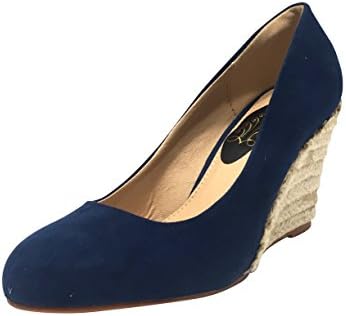 Ladies Womens Slip On Mid Wedge Platform Court Espadrille Closed Toe Summer Occasion Shoe Wedges in Patent or Suede Size 3 4 5 6 7 8 9 (UK 6 / EU 39, Blue Suede)