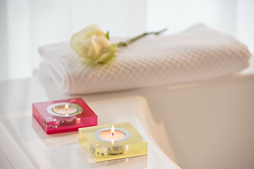 Moderner Teelichthalter Simply 2 mit SWAROVSKI ELEMENTS Kristallen – Tischdeko (lemon) - 6