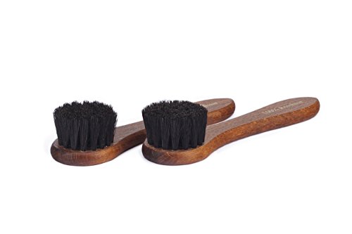 Langer & Messmer Set Of 2 Cream Brushes Made Of 100% Horsehair For Applying Shoe Polish And Shoe Wax - Shoe Brushes For Professional Shoe Care (dark-dark)