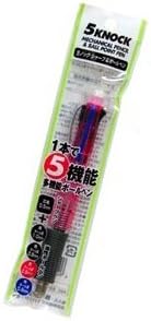 Sista (Body Color PINK) 5 Knock Mechanical Pencil (0.5mm) & Ball point Pen (0.8mm) Black 1.0 mm + black·blue·red 0.8 mm