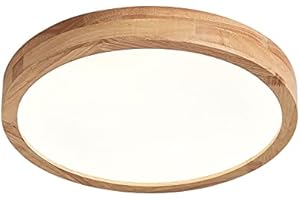 Schindora drewniana lampa sufitowa LED, 28W ciepła biel 3000K 2240 lm, okrągłe drewniane lampy sufitowe ﾘ40cm do salonu salon kuchnia jadalnia biuro domowe pokój dziecięcy