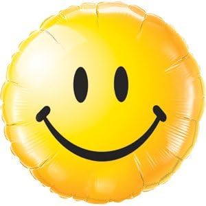 Shiny Yellow Smiley Face balloon delivered inflated in a box with Free Delivery