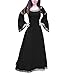 Produktbild Lucky Mall Frauen Flare Sleeve Retro Mittelalterliches Kleid, Damen Cosplay Gedruckt Oansatz A-line Maxi Kleid S-5XL 5 Farben