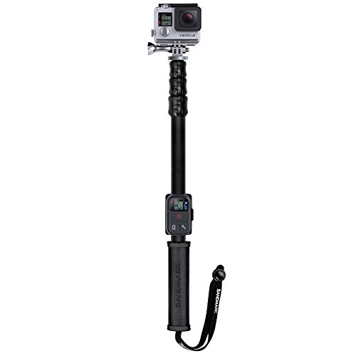 SANDMARC Pole - Metal Edition: 38-127 cm Aluminio Palo (Stick) para GoPro Hero 8, MAX, 7, 6, 5, 4, Session, 3, 2, HD y Osmo Action -con Clip Remoto (Montaje)