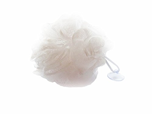 White Bath Shower Exfoliating Sponge Ball Scrunchies (4 Pack)