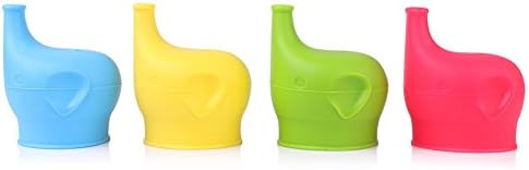 Silicone Sippy Cup Lids (4 Pack) - Elephant Silicone Spout Makes Cup into Spill-Proof Sippy Cup for Babies and Toddlers