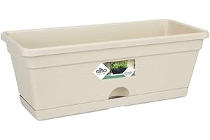Elho Green Basics Balcon Mini Allin1 30 - Planteur - Coton Blanc - Extérieur & Balcon - L 19.5 x W 30.2 x H 15.6 cm