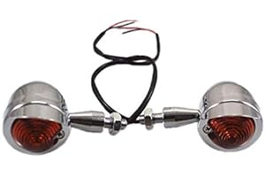 BHYSHOP Motorrad Bullet Blinker Licht mit Visier für Kreuzer Chopper Bobber Vintage Retro Cafe Racer Rat Fahrrad (Chrom/Bernstein)