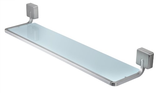 Tiger 38593_09 Impuls Ablage circa 60 cm temperiertes, transparentes Echtglas Korpus Edelstahl und Zamac Variante in mattem gebürstetem Edelstahl