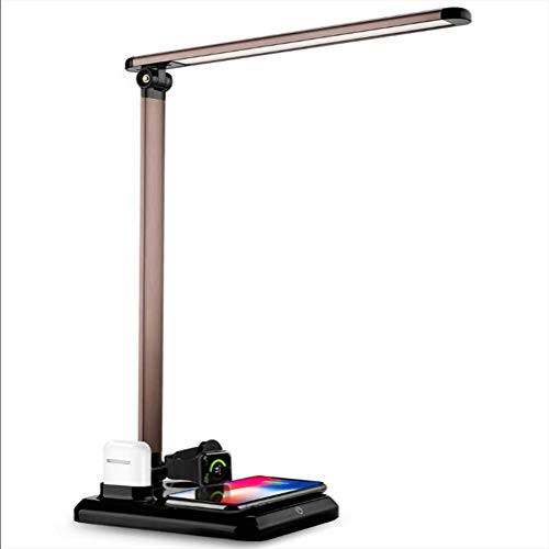 Preisvergleich Produktbild P.CHUXIN LED-Schreibtischlampe Mit Kabelloser Ladestation, Augenschutz, Dimmbarer Schnelllade-Automatik-Alarm, 3 Helligkeitsstufen (Schwarz)