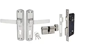 Pekt Locks Stainless Steel Mortise Lock Set Silver Finish 7 Inches 3 Key 60 MM Lock | 3 Keys | Double Stage Lock for Office Door,Home Door,Bedroom Door ( P-3 Mortise ,Silver)