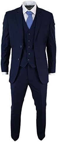 Mens Navy Blue 3 Piece Tailored Fit Short Regular & Long Smart Formal Suit