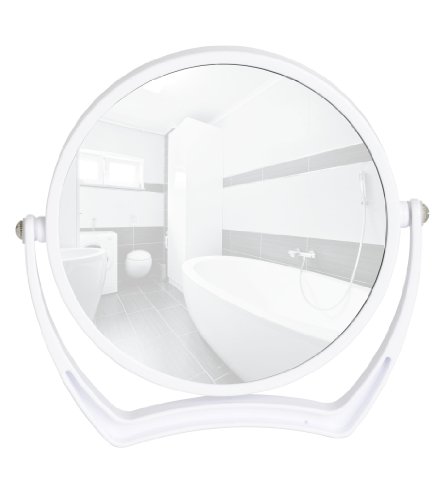 WENKO 3656510100 Kosmetikspiegel Noale Weiß – neigbar, Spiegelfläche ø 15cm, 500% Vergrößerung, Kunststoff, 19.5 x 19 x 2 cm, Weiß - 2