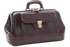 DD FIRENZE Sac Médecin en Cuir Véritable - D&D0202 - Marron - Made in Italy