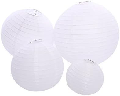 Meijuner Chinese Round White Paper Lantern, Decoration Accessories For Birthday , Party ,Wedding, Celebrations, Room 6" /8" /10"/12 " And Four Size Mixed (6 inch 5pcs)