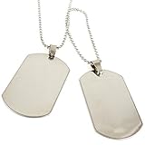 chapa militar grabada  AKIEE Collar para Hombre Chapa Militar De Identificacion Acero Inoxidable (2 Chapas 46 x 27 x 1 mm)