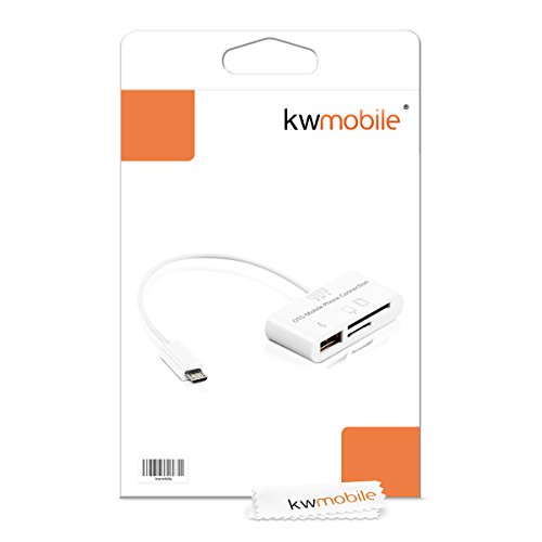 kwmobile 3in1 Micro USB OTG Kabel Adapter für Samsung Galaxy Tab S2 9.7 T810N/T813N/T815N/T819N – Card Reader Tablet Kartenleser Anschluss für USB 2.0 / SD Karte / Micro SD Karte in Weiß - 6