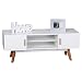 Produktbild FineBuy Retro TV Lowboard SCANIO 120 cm MDF-Holz Landhaus 2 Türen & Fach | HiFi Regal weiß 4 Füße | Fernseher Kommode Skandinavisch