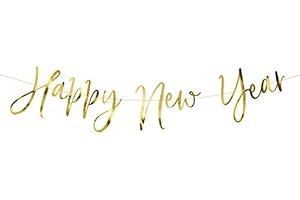 Miss Lovely Party-Girlande Happy New Year in Gold Spiegel-Glanz-Optik - Silvester-Girlande Party-Dekoration Neujahr Feier Jahres-Wechsel Raum-Deko