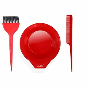 GUBB Hair Colouring Kit - Small Hair Dye Brush With Strong Nylon Bristles, Perfect For Hair Dyeing & Mehandi, Tail Comb & Mixing Bowl, Reusable & Easy to Clean, Complementary Comb For Hair Partition