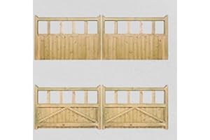MD CARPENTRY Double Wooden Driveway Gates - 3ft x 50in, Double Door Swing - (90cm H x 182cm W)