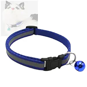 Petlicious & More Reflective Design Cute Small Dogs & Puppy Collar with Bell for Mini Dogs & Cat Collar with Bell (Size-15mm, Color - Blue)