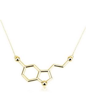 Serotonin Molekül Kette 750er vergoldetem 925er Silber (35 CM)