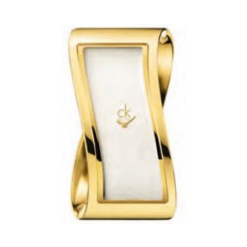 Calvin Klein Women's Quartz Watch with White Dial Analogue Display and Gold Stainless Steel Bracelet K1T23501