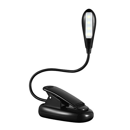 Preisvergleich Produktbild LED Leselampe Tragbare LED Buchlampe, Wiederaufladbar und Flexibel Schwanenhals, 2-Stufe Hlligkeit, mit Netzteil und USD-Kabel,Schreibtischlampe mit Klemme fur Nacht Lesen, Kindle.