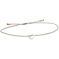 SCHOSCHON Damen Freundschaftsarmband Herz Symbol in Rosegold-Taupe 925 Silber rosevergoldet | Armband Schmuck Liebe