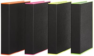 Cartellina Taupe 4 Rings, Thickness 25 mm Coated Cardboard DIN A4 with Border in Neon Display 12, Assorted Colours