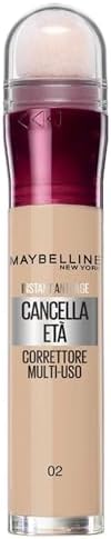 Maybelline New York Correttore Multi-Uso, Idratante e con Coprenza Modulabile, Imperfezioni e Occhiaie Coperte, Con Bacche di Goji e Haloxyl, Cancella Età, Tonalità: 02 Nude, 6,8 ml